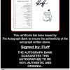 Mike Cowan certificate of authenticity from the autograph bank