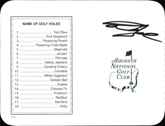 Fredrik Jacobson authentic signed Masters Score card