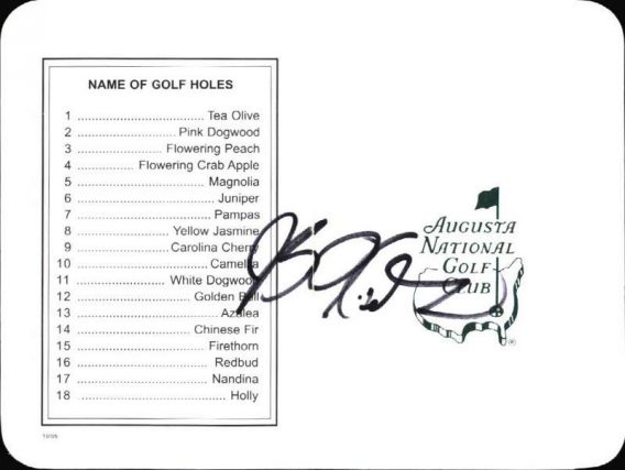 J. B. Holmes authentic signed Masters Score card