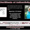 J. B. Holmes certificate of authenticity from the autograph bank