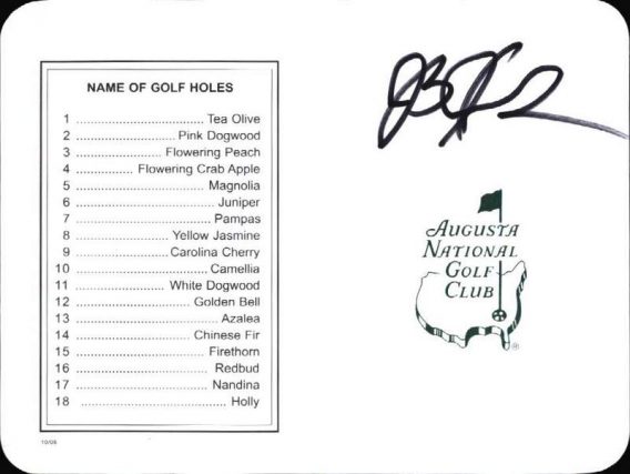 J. B. Holmes authentic signed Masters Score card