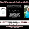 J. B. Holmes certificate of authenticity from the autograph bank