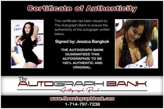 Jessica Bangkok certificate of authenticity from the autograph bank