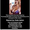 Kate Upton certificate of authenticity from the autograph bank
