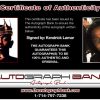 Kendrick Lamar certificate of authenticity from the autograph bank