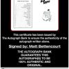 Matt Bettencourt certificate of authenticity from the autograph bank
