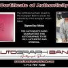 Moby certificate of authenticity from the autograph bank