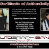 Monica certificate of authenticity from the autograph bank