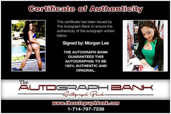 Morgan Lee certificate of authenticity from the autograph bank