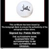 Pablo Martin certificate of authenticity from the autograph bank