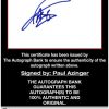 Paul Azinger certificate of authenticity from the autograph bank