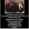 Paul Casey certificate of authenticity from the autograph bank