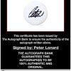 Peter Lonard certificate of authenticity from the autograph bank