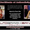 Raven Bay certificate of authenticity from the autograph bank