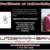 Richard Johnson certificate of authenticity from the autograph bank