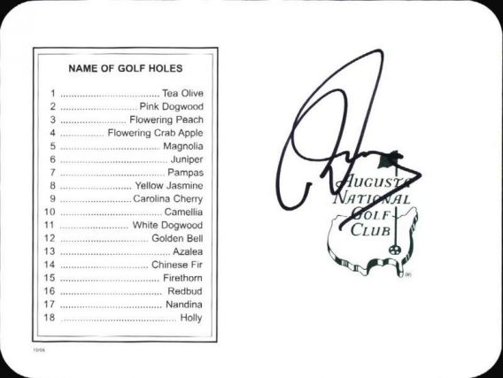 Robert Allenby authentic signed Masters Score card