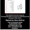 Rory McIlroy certificate of authenticity from the autograph bank