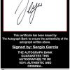 Sergio Garcia certificate of authenticity from the autograph bank