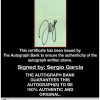 Sergio Garcia certificate of authenticity from the autograph bank