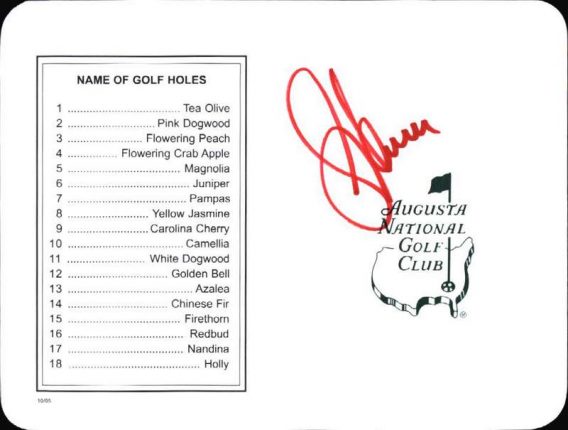 Stephen Ames authentic signed Masters Score card