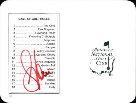Stephen Ames authentic signed Masters Score card