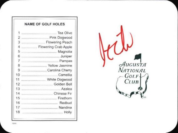 Stewart Cink authentic signed Masters Score card