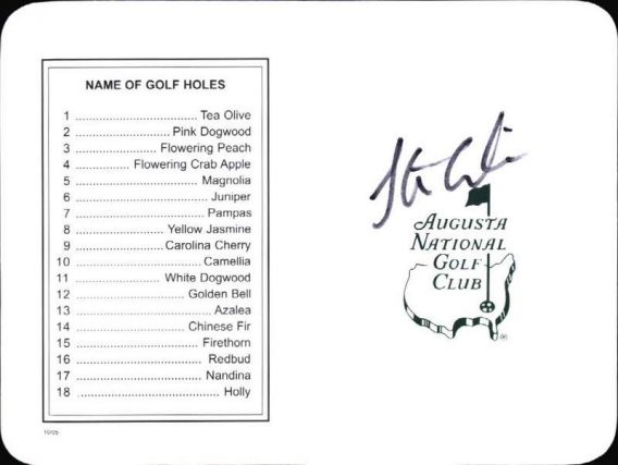 Stewart Cink authentic signed Masters Score card
