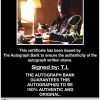 T.I. certificate of authenticity from the autograph bank