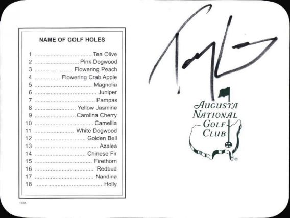 Tommy Armour authentic signed Masters Score card