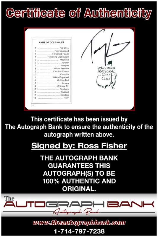 Tommy Armour certificate of authenticity from the autograph bank