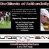 Trevor Immelman certificate of authenticity from the autograph bank