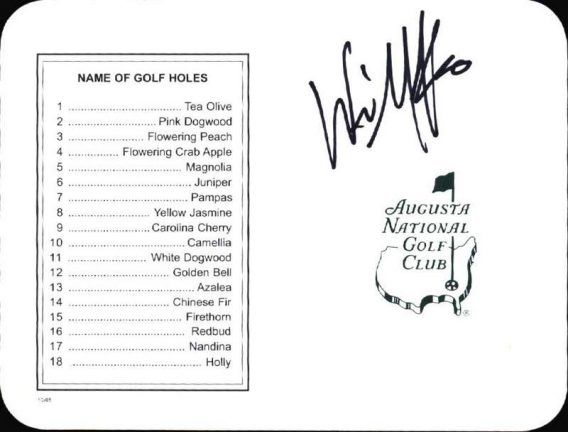 Will Mackenzie authentic signed Masters Score card