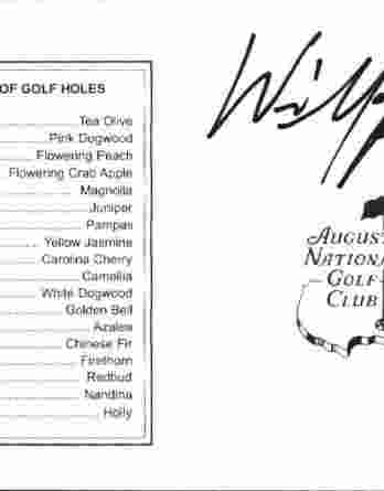 Will Mackenzie authentic signed Masters Score card