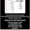 Will Mackenzie certificate of authenticity from the autograph bank