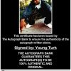 Turk certificate of authenticity from the autograph bank