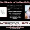 Zach Johnson certificate of authenticity from the autograph bank