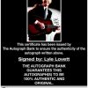Lyle Lovett certificate of authenticity from the autograph bank