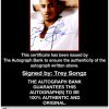 Trey Songz certificate of authenticity from the autograph bank