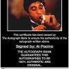Al Pacino certificate of authenticity from the autograph bank