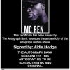 Aldis Hodge certificate of authenticity from the autograph bank