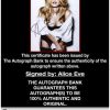 Alice Eve certificate of authenticity from the autograph bank