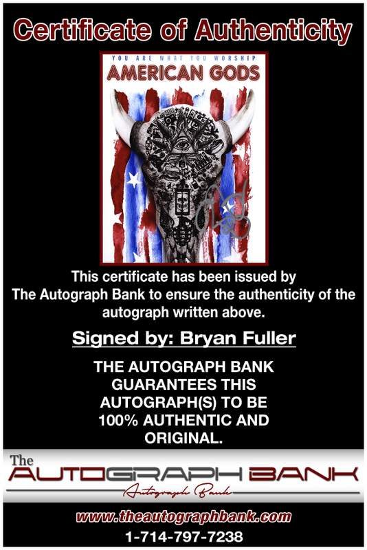 Bryan Fuller certificate of authenticity from the autograph bank