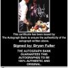Bryan Fuller certificate of authenticity from the autograph bank