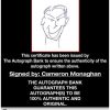 Cameron Monaghan certificate of authenticity from the autograph bank