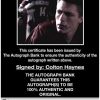 Colton Haynes certificate of authenticity from the autograph bank