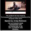 Craig Robinson certificate of authenticity from the autograph bank