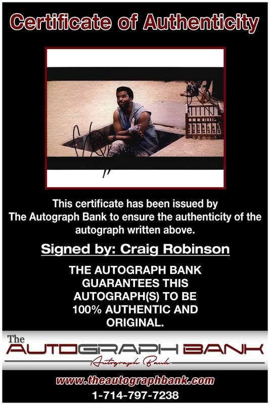 Craig Robinson certificate of authenticity from the autograph bank