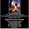 Dean Cundey certificate of authenticity from the autograph bank
