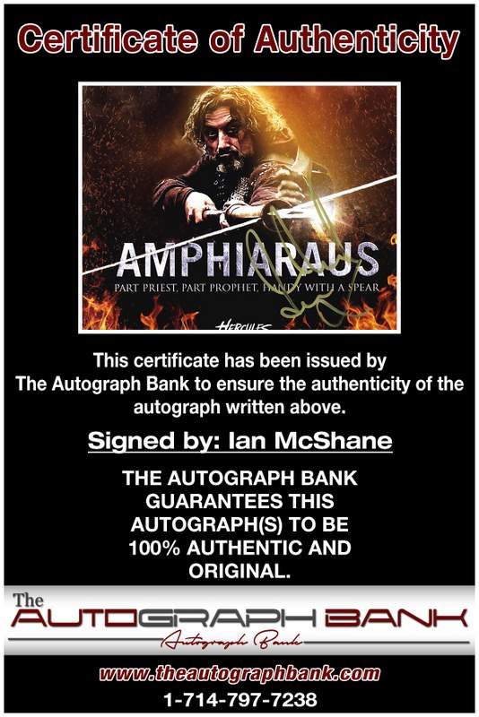 Ian Mcshane certificate of authenticity from the autograph bank