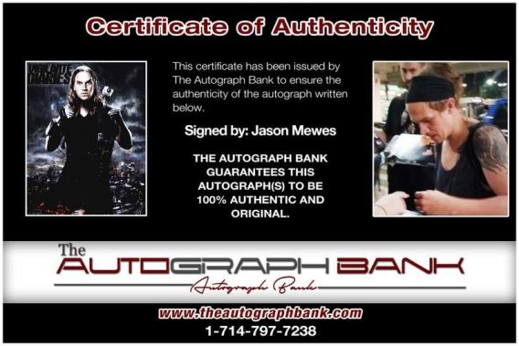 Jason Mewes certificate of authenticity from the autograph bank